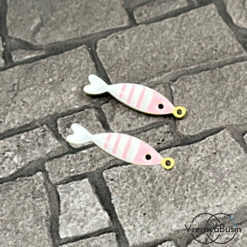 Рыбка, 5х18 мм, подвеска из нержавеющей стали с эмалью (1 шт.)