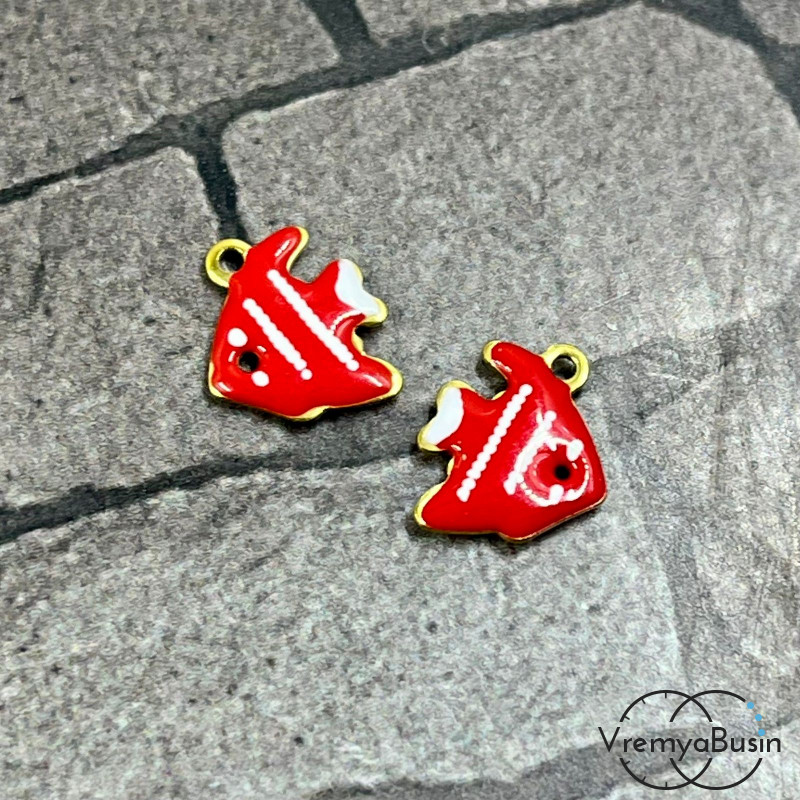 Рыбка, 9х12 мм, подвеска из нержавеющей стали с эмалью (1 шт.)