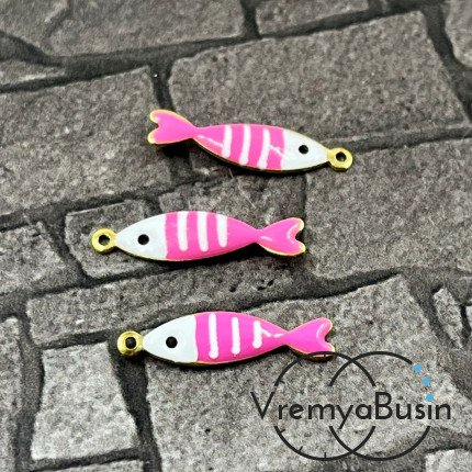 Рыбка, 5х18 мм, подвеска из нержавеющей стали с эмалью (1 шт.)