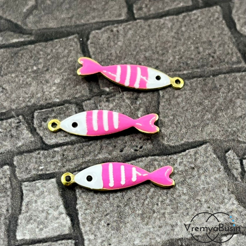 Рыбка, 5х18 мм, подвеска из нержавеющей стали с эмалью (1 шт.)