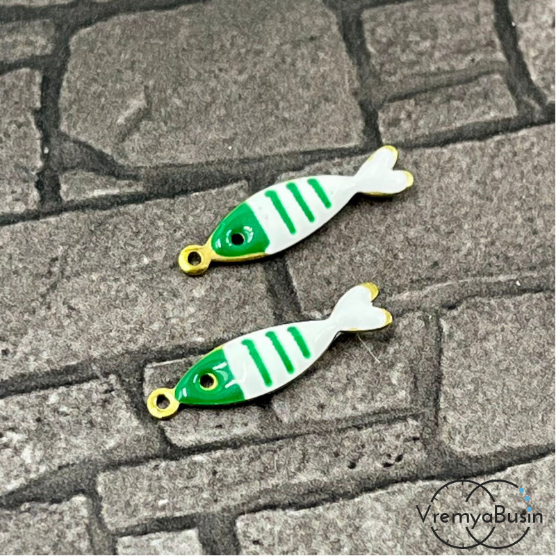 Рыбка, 5х18 мм, подвеска из нержавеющей стали с эмалью (1 шт.)