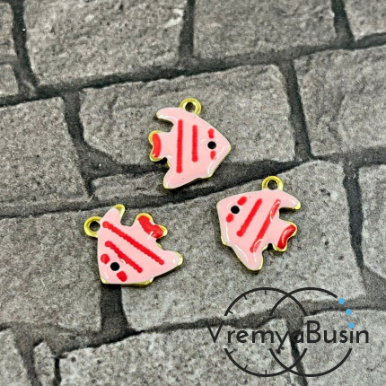 Рыбка, 9х12 мм, подвеска из нержавеющей стали с эмалью (1 шт.)