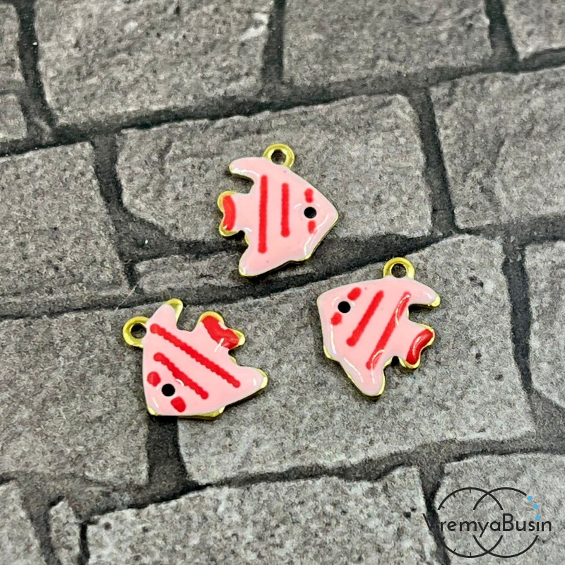 Рыбка, 9х12 мм, подвеска из нержавеющей стали с эмалью (1 шт.)