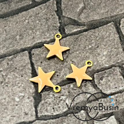 Звезда, 7х8 мм, подвеска из нержавеющей стали с эмалью (1 шт.)