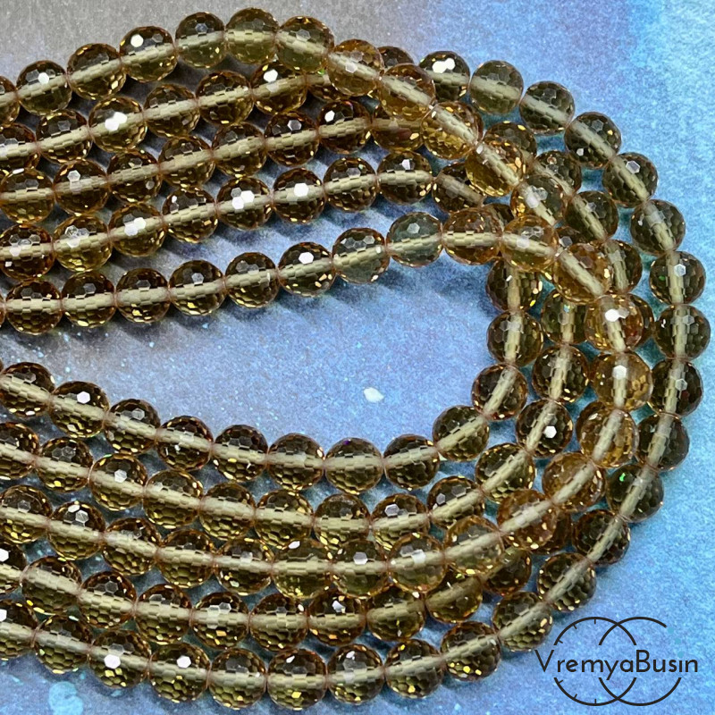 Султанит, бусины  шарики ок. 8 мм с микро-огранкой (1/2 нити, ок. 24 шт.)