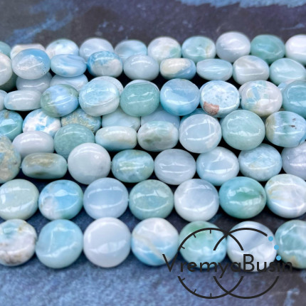 Ларимар натуральный, бусины таблетки ок. 11х5 мм (1/2 нити, ок. 18 шт.)