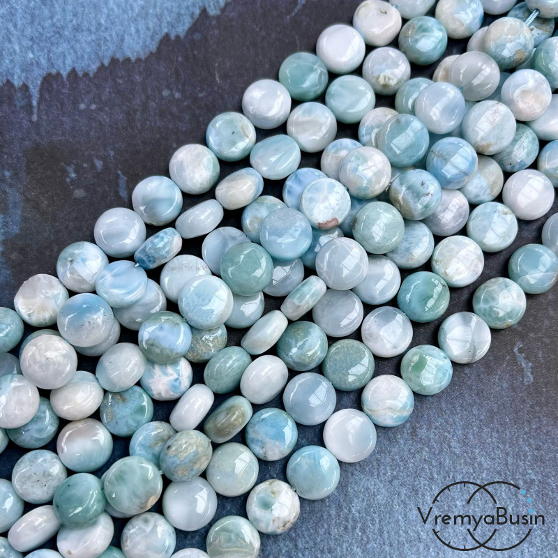 Ларимар натуральный, бусины таблетки ок. 11х5 мм (1/2 нити, ок. 18 шт.)