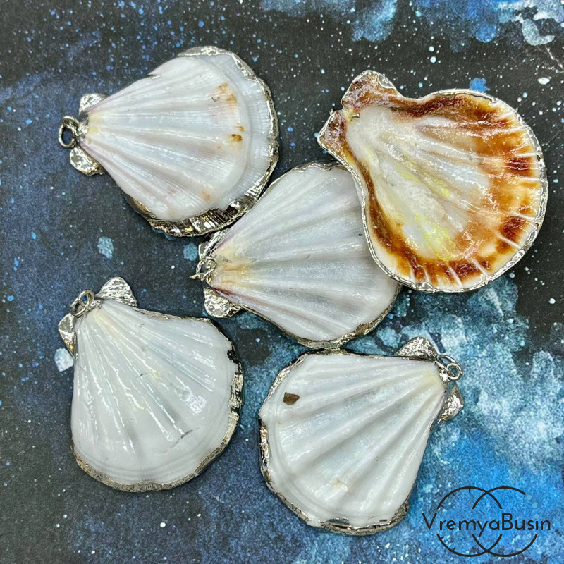 Подвеска "Ракушка", в металле цв. серебро (1 шт.)