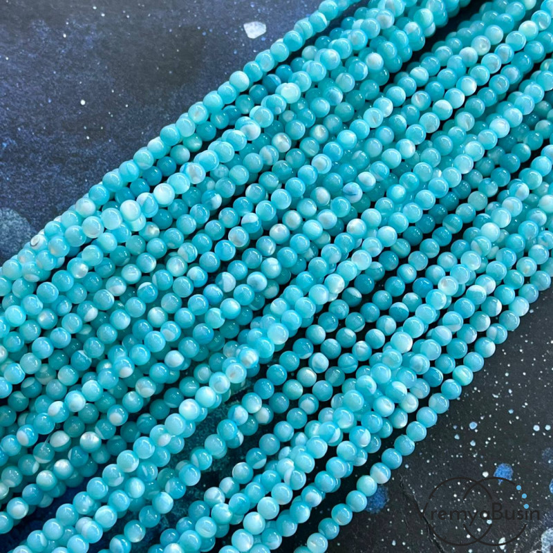 Перламутр цветной, шарик гладкий 3 мм, цв.    (нить, ок. 130 шт.)