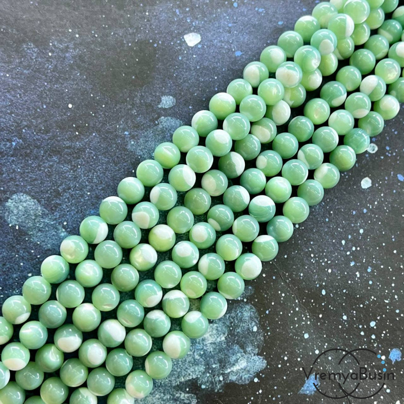 Перламутр цветной, шарик гладкий 6 мм (нить, ок. 65 шт.)