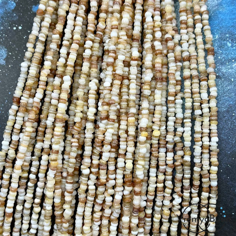 Перламутровый бисер, бусины из тонированного перламутра, ок. 4 мм. (нить, ок. 40 см.)