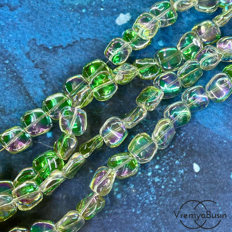 Бусины округлые из гладкого стекла, ок. 10 мм (1/2 нити, ок. 29 шт.)