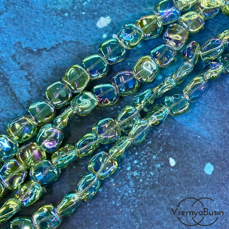 Бусины округлые из гладкого стекла, ок. 10 мм (1/2 нити, ок. 29 шт.)