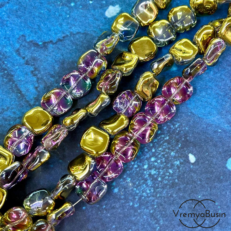 Бусины округлые из гладкого стекла, ок. 10 мм (1/2 нити, ок. 29 шт.)