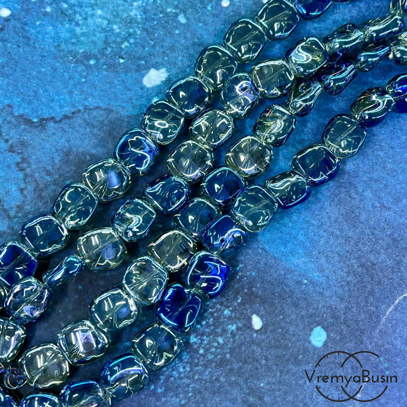 Бусины округлые из гладкого стекла, ок. 10 мм (1/2 нити, ок. 29 шт.)