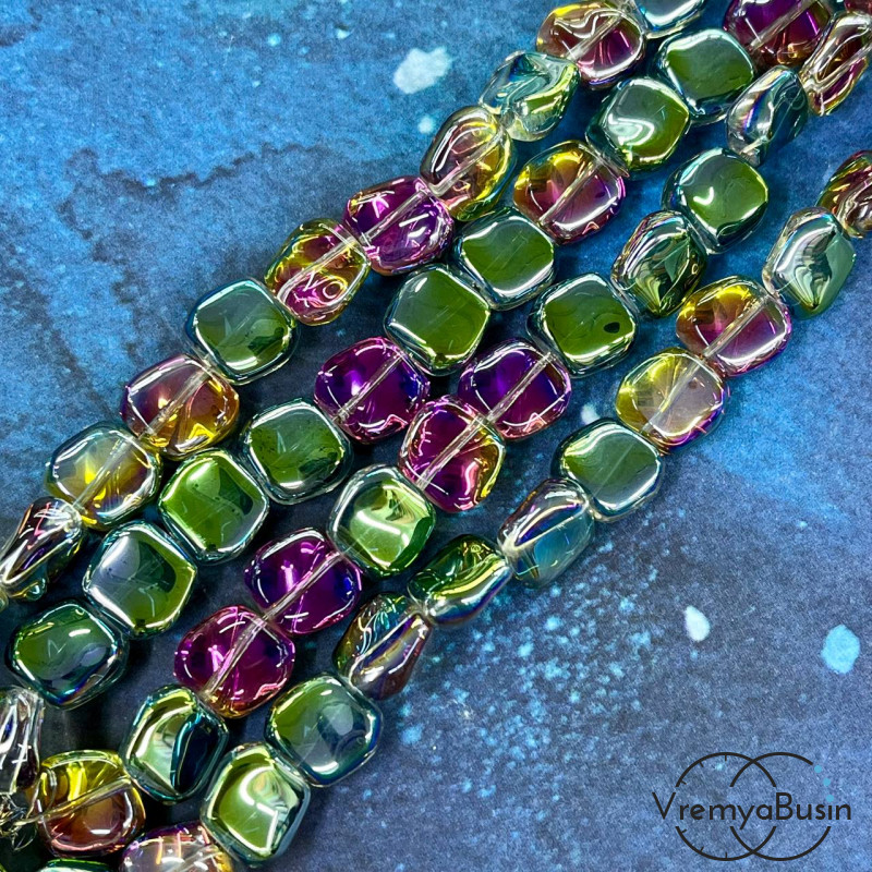 Бусины округлые из гладкого стекла, ок. 10 мм (1/2 нити, ок. 29 шт.)