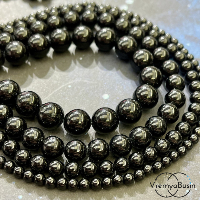 Черный турмалин, шарик гладкий 4-6-8-10 мм (1 шт.)