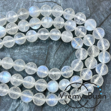 Лунный камень натур., шарик граненый 8 мм (1/2 нити, ок. 24 шт.)