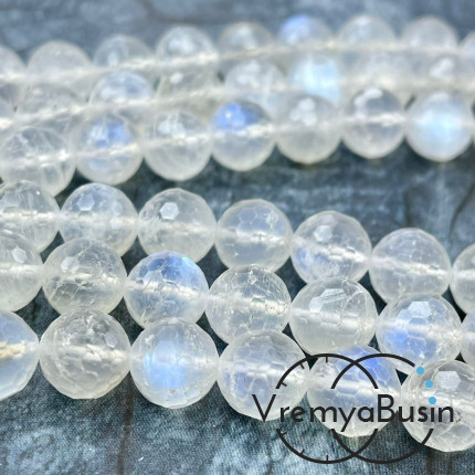 Лунный камень натур., шарик граненый 8 мм (1/2 нити, ок. 24 шт.)