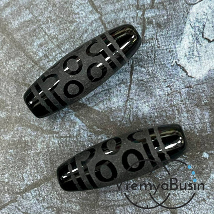 Резная бусина Дзи из агата, "7 глаз" 30х12 мм (1 шт.)