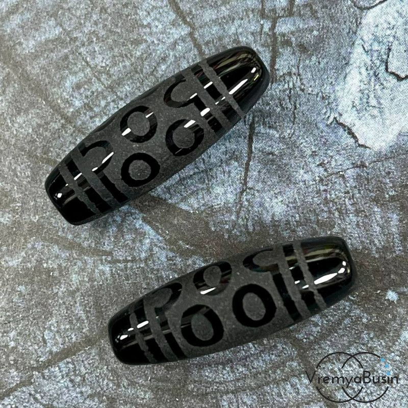 Резная бусина Дзи из агата, "7 глаз" 30х12 мм (1 шт.)