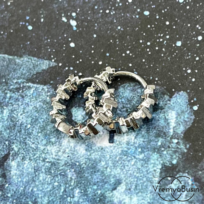 Швензы конго, 18 мм, из латуни с родиевым покрытием (1 пара)