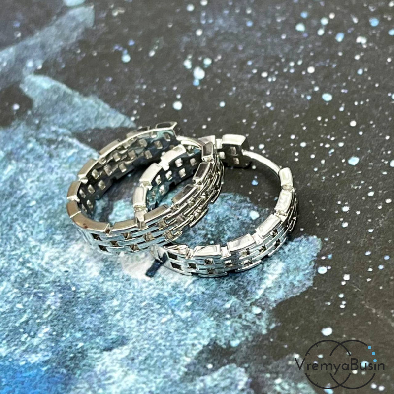 Швензы конго, 18 мм, из латуни с родиевым покрытием (1 пара)