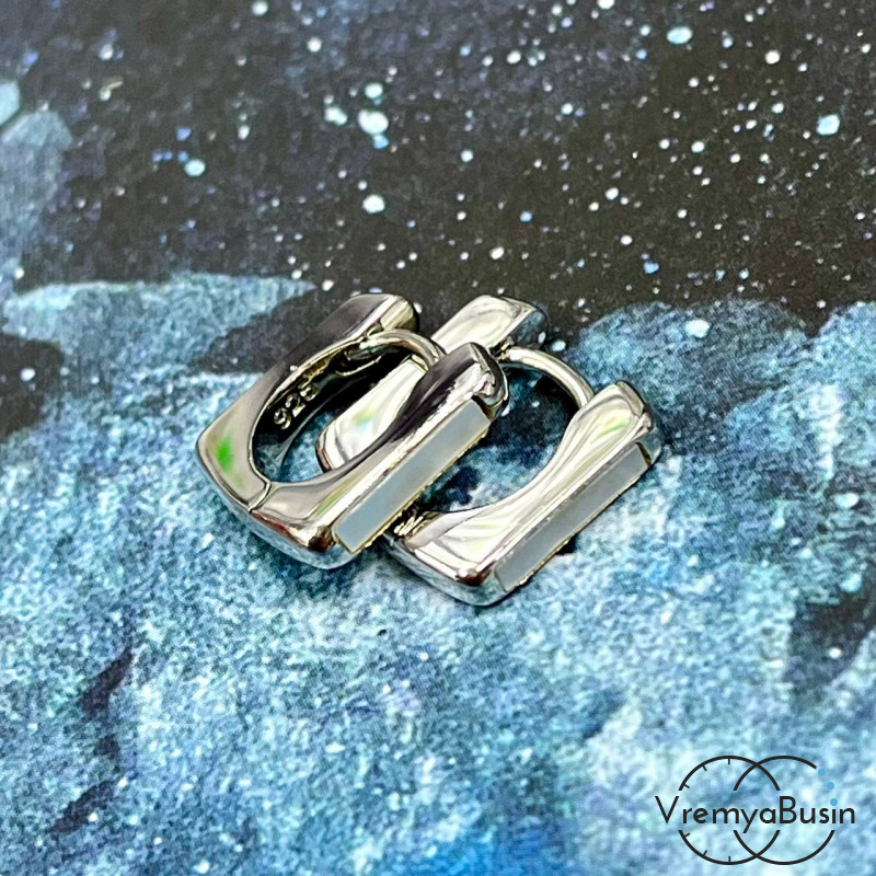 Швензы конго с перламутром, 14 мм, из латуни с родиевым покрытием (1 пара)