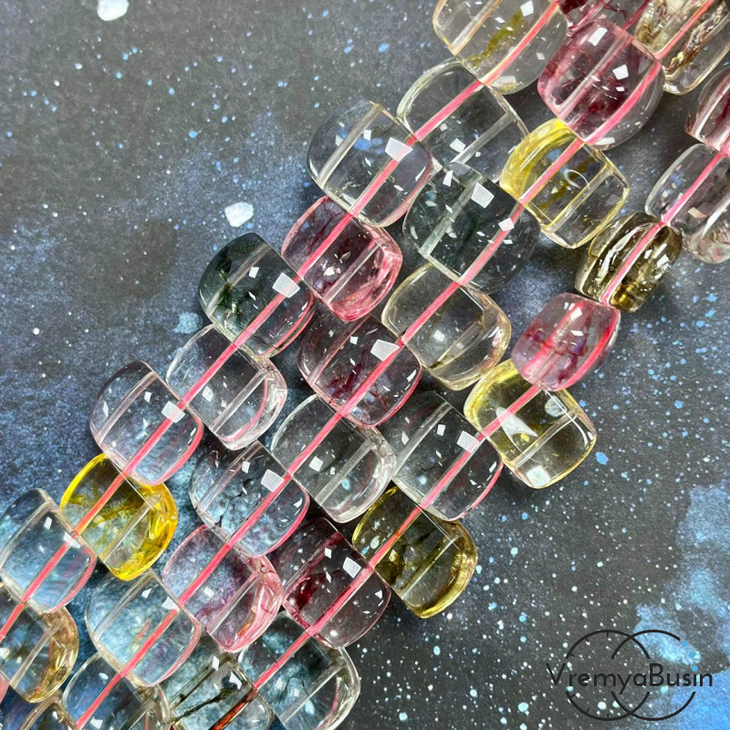 Халцедон имит., бусины гладкие с двумя отверстиями 13х17 мм (1/2 нити, ок. 14 шт.)