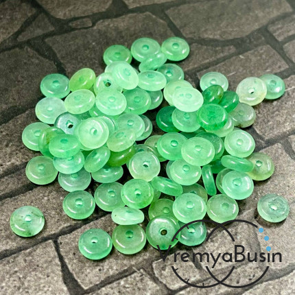 Нефрит, бусины гладкие шайбы, 6х2 мм (упак. 10 шт.)