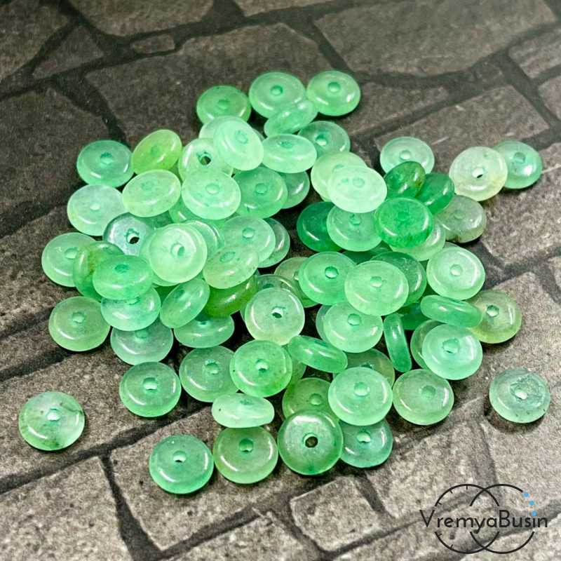 Нефрит, бусины гладкие шайбы, 6х2 мм (упак. 10 шт.)