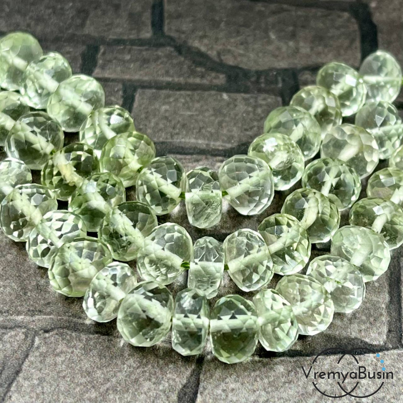 Празиолит, зеленый аметист. Рондели с ювелирной огранкой, 8х5 мм (1 шт.) Празиолит, зеленый аметист. Рондели с ювелирной огранкой, 8х5 мм (1 шт.)