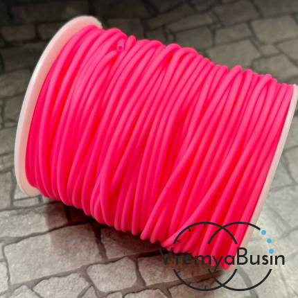 Шнур резиновый полый, 2х0.5 мм, цв. розовый яркий (1 м.)