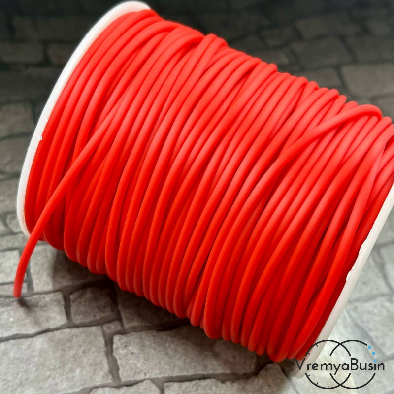 Шнур резиновый полый, 2х0.5 мм, цв. красный (1 м.)