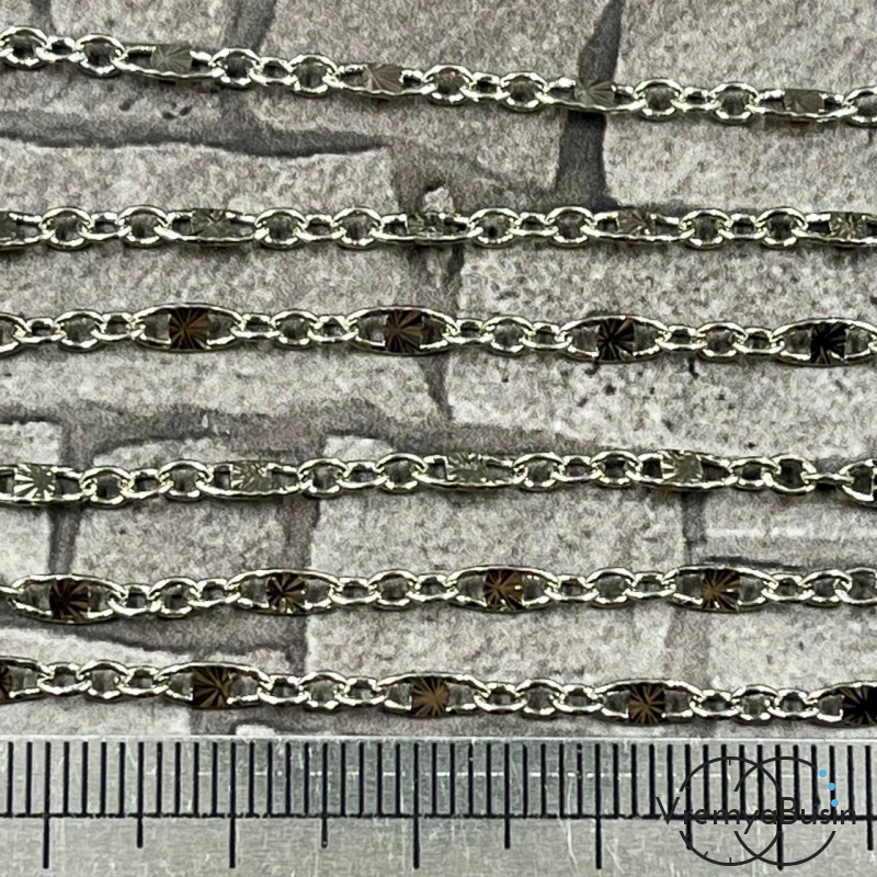 Цепочка металлическая в асс., латунь с родиевым покрытием (1 м.)