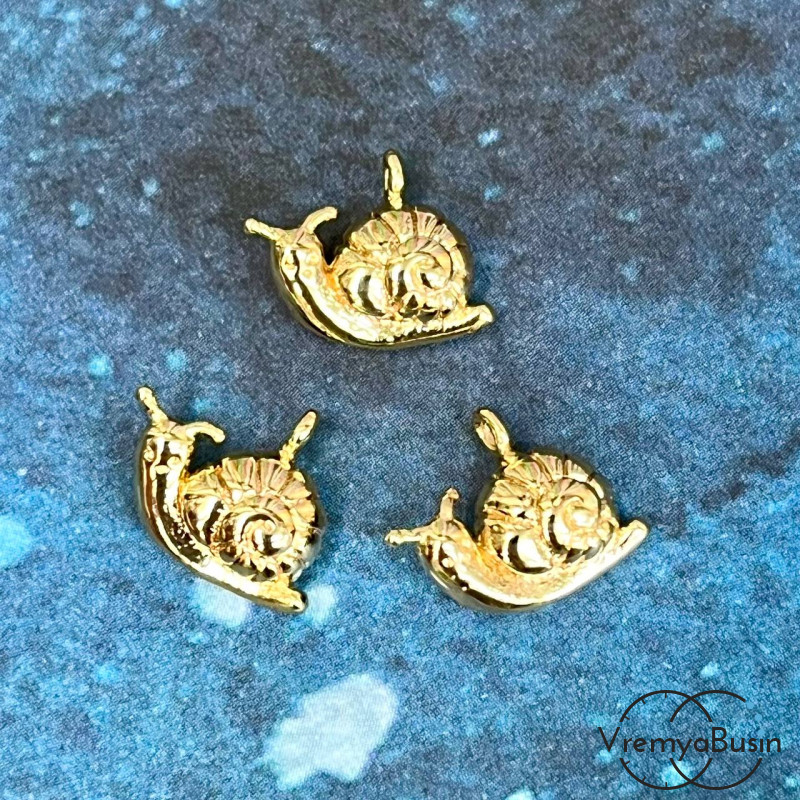 Подвеска "Улитка", 10х14 мм, из латуни с позолотой (1 шт.)