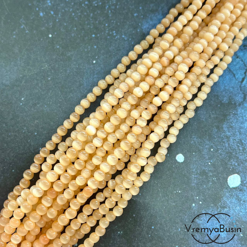 Кошачий глаз имит., шарик гладкий 4 мм (нить, ок. 90 шт.)