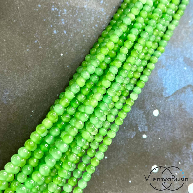 Кошачий глаз имит., шарик гладкий 4 мм (нить, ок. 90 шт.)