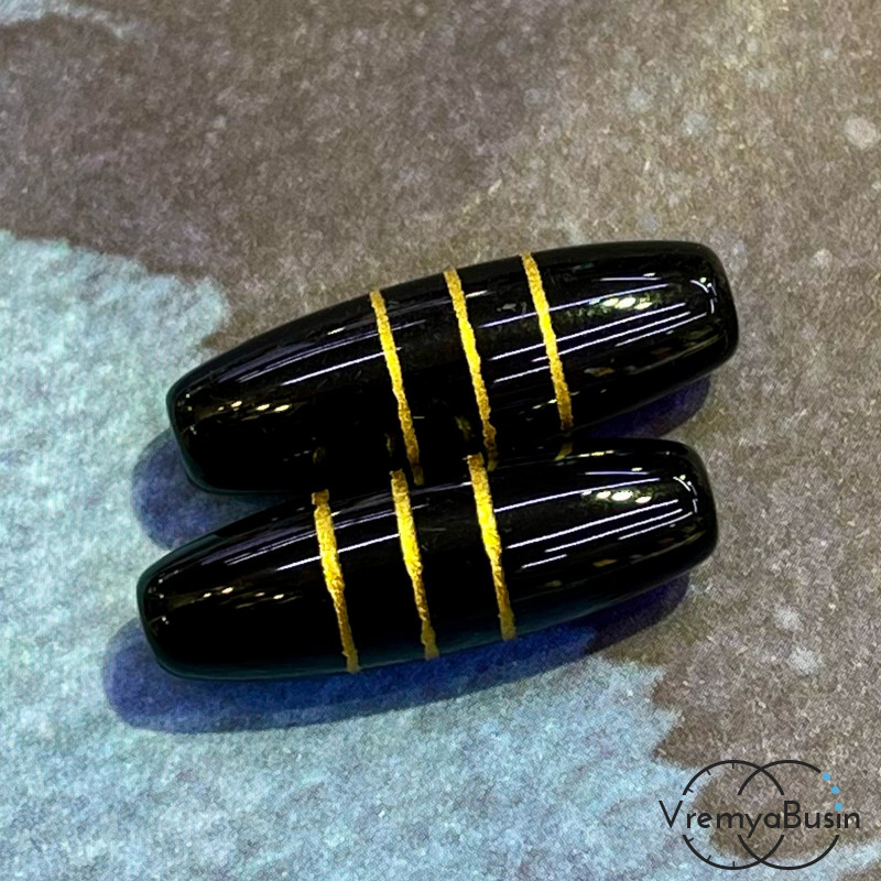 Тибетская бусина Дзи "Легкая жизнь", 10х30 мм (1 шт.)