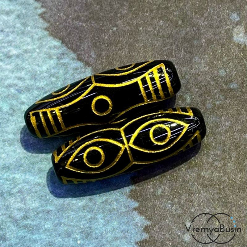 Тибетская бусина Дзи "Глаза дракона", 10х30 мм (1 шт.)