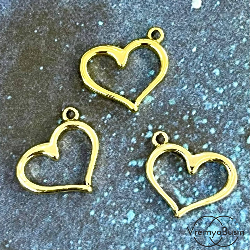 Подвеска "Сердце", 16х13 мм, латунь с позолотой (1 шт.)
