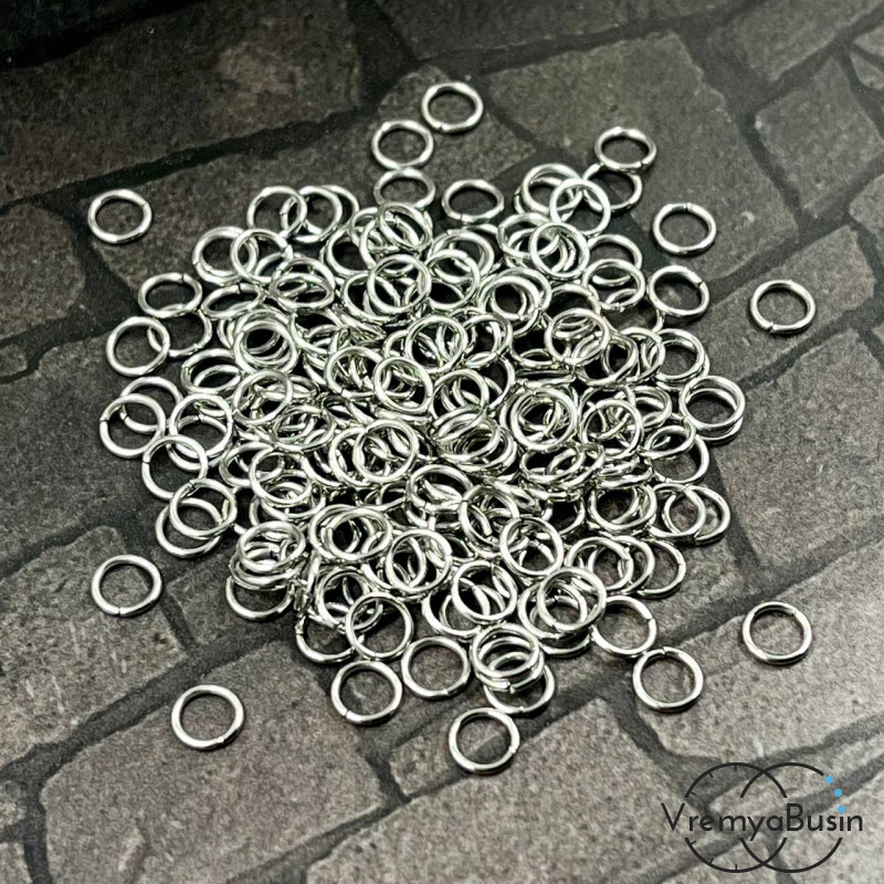 Колечки соединительные из нержавеющей стали,  5х0.8 мм (упак.  ок. 100 шт.)