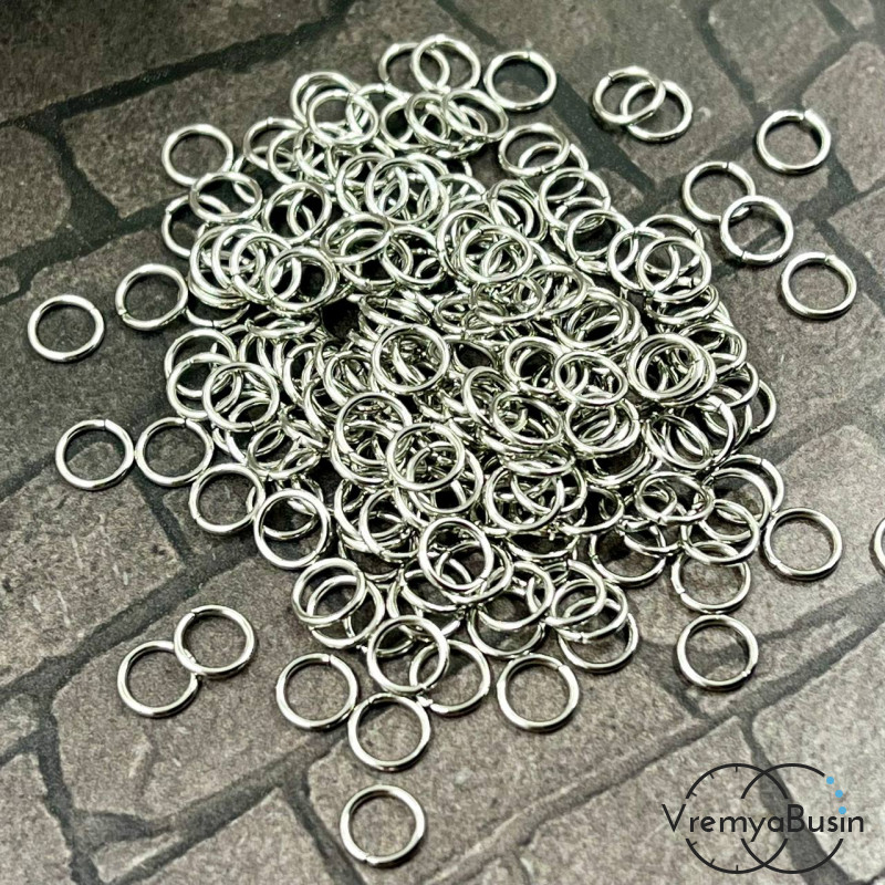 Колечки соединительные из нержавеющей стали,  6х0.8 мм (упак.  ок. 100 шт.)