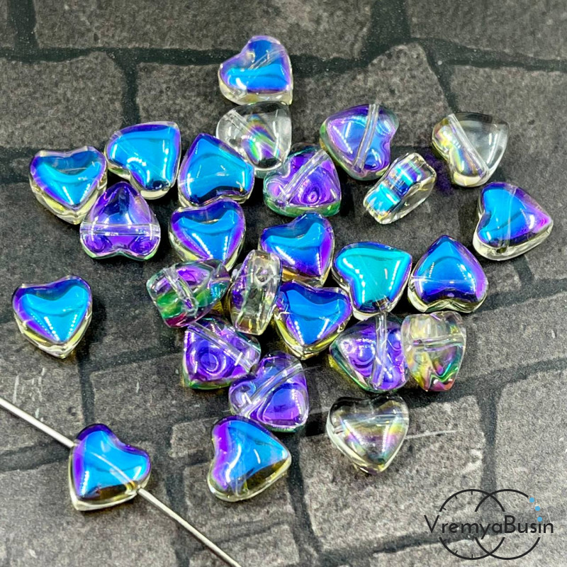 Бусины из гладкого стекла, сердце 8 мм  (1 шт.)