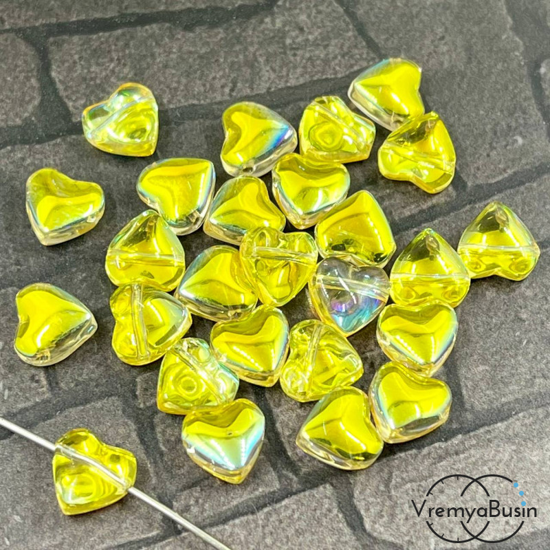 Бусины из гладкого стекла, сердце 8 мм  (1 шт.)