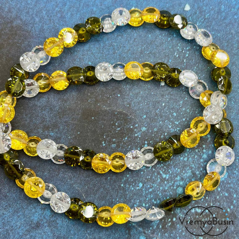 Циркон граненый фианит, форма лук, 7х4 мм, цв. микс (нить, ок. 75 шт.)