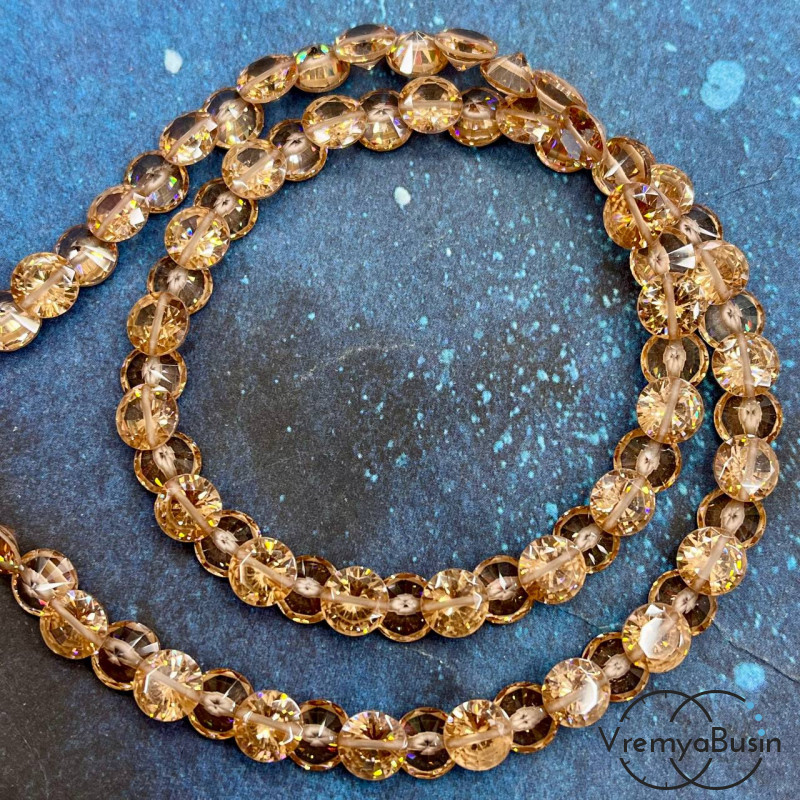 Циркон граненый фианит, форма лук, 7х4 мм, цв. пепельно-розовый  (нить, ок. 75 шт.)