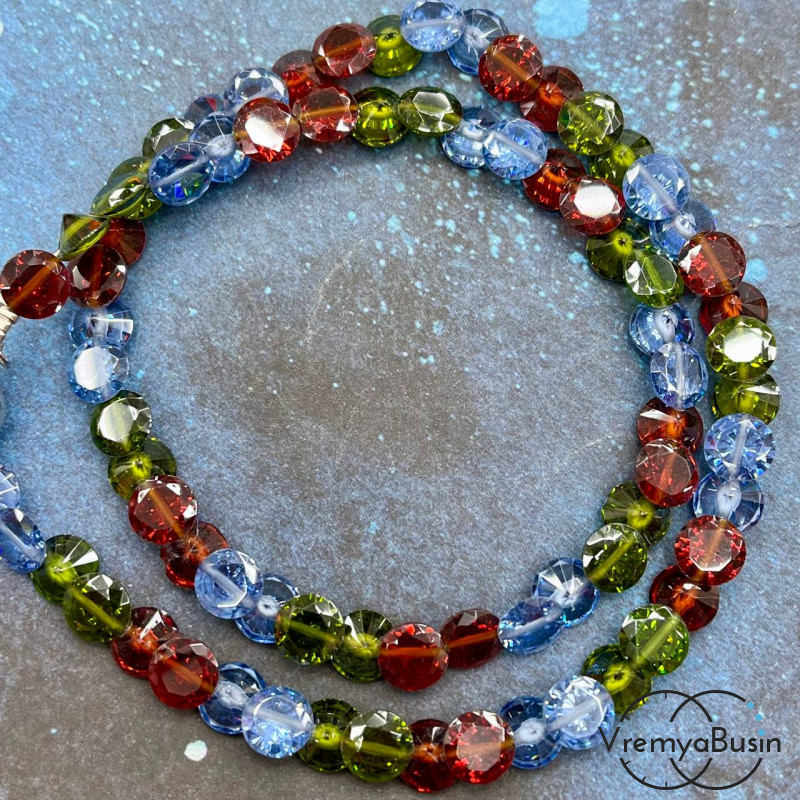 Циркон граненый фианит, форма лук, 7х4 мм, цв. микс (нить, ок. 75 шт.)