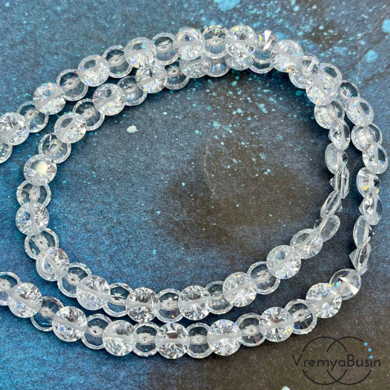 Циркон граненый фианит, форма лук, 7х4 мм, цв. кристалл (нить, ок. 75 шт.)