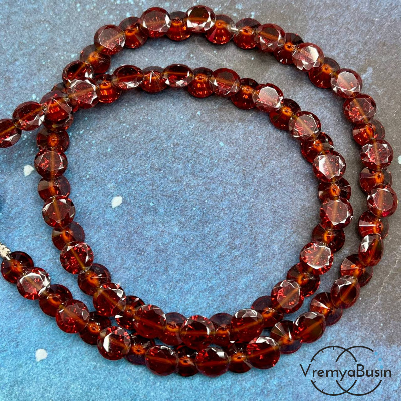 Циркон граненый фианит, форма лук, 7х4 мм, цв. коньячный (нить, ок. 75 шт.)